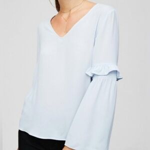 Loft Elegant Light Blue Bell Sleeve Women's Top.     Size-Medium